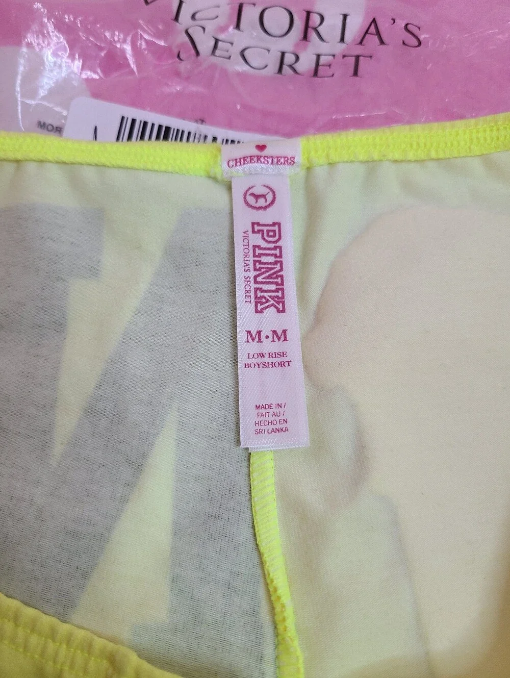 Rare VTG VS PINK Graphic Cotton Ruched Side Low Rise Boyshort Panty Size M